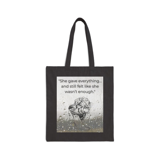 Aesthetic Quote Cotton Canvas Tote Bag — Soft Minimalist Quote Tote